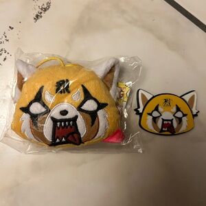 Aggretsuko Plush Keychain and Magnet Yellow Red Panda Face Anime Sanrio